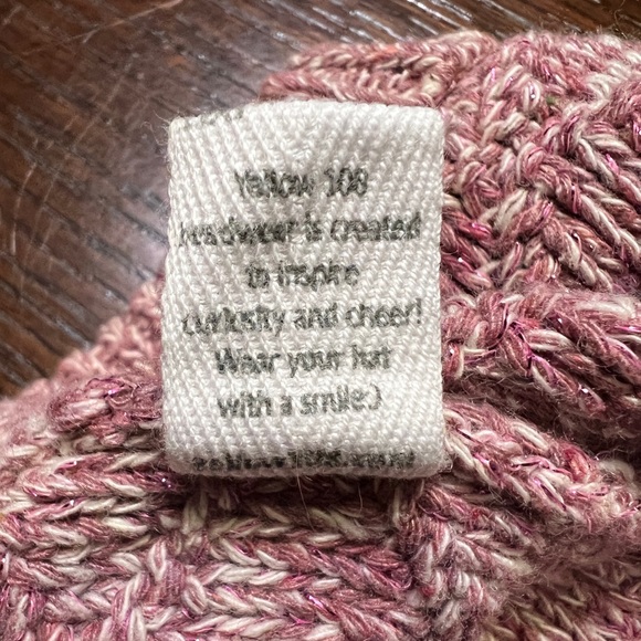 Yellow 108 Pink & White w/Metallic Glitter Skull Cap Beanie Winter Hat Skully OS - Picture 8 of 10